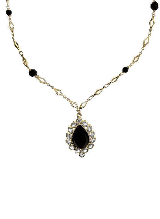 Black Obsidian Pendant Chain Necklace PN002-0
