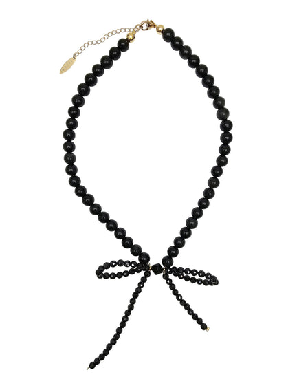 Black Obsidian Butterfly Knot Statement Necklace PN001-1