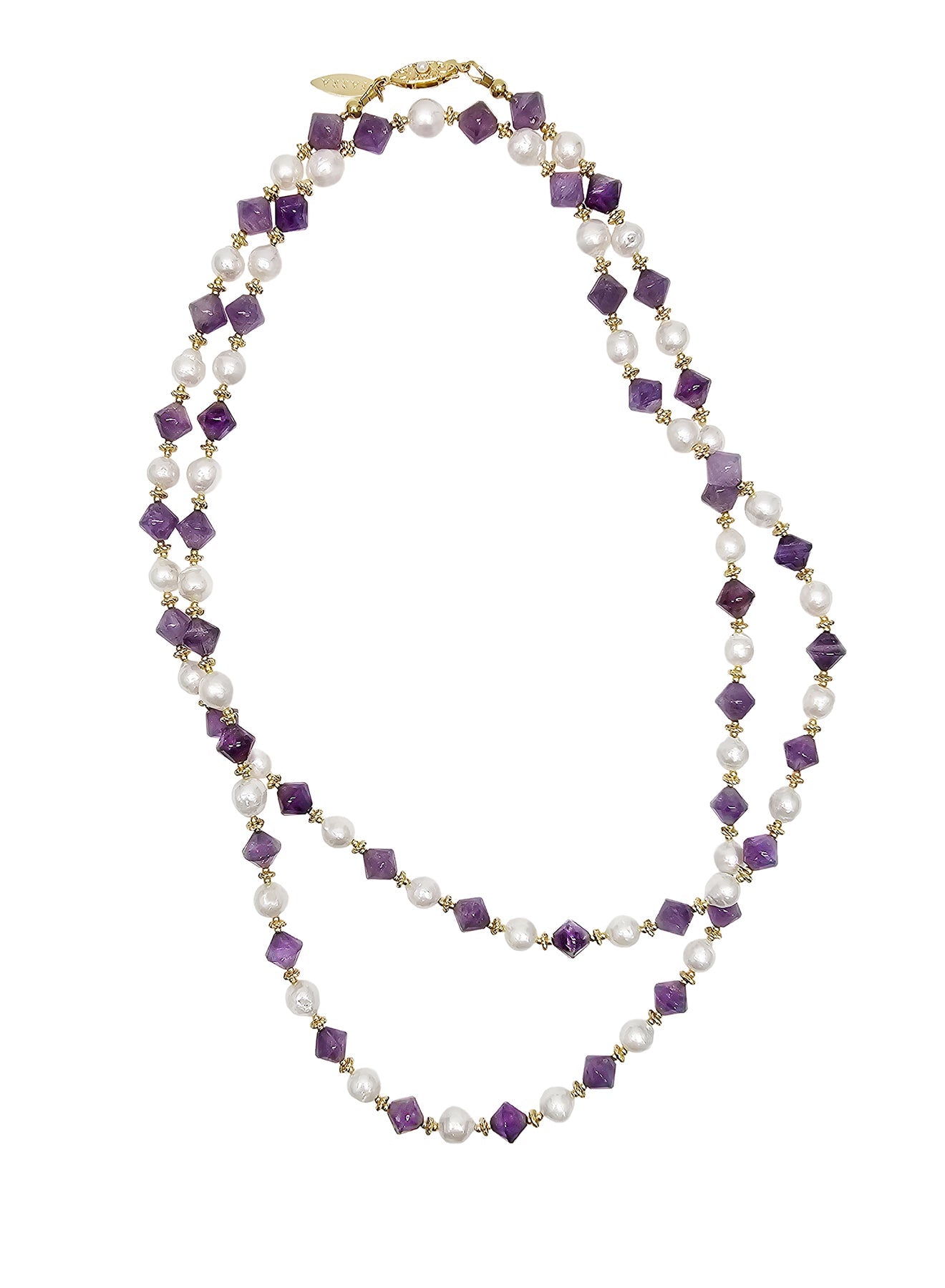 Freshwater Pearls With Amethyst Long Necklace PN015-0