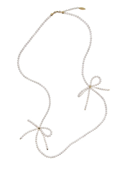 Freshwater Pearls Crafted Butterfly Knot Long Necklace PN008-1