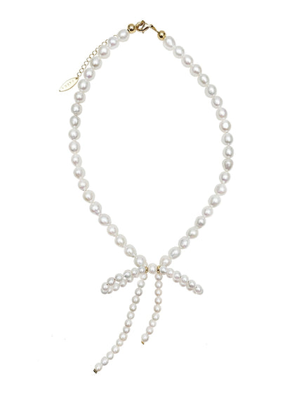 Freshwater Pearls Butterfly Knot Statement Necklace PN005-1