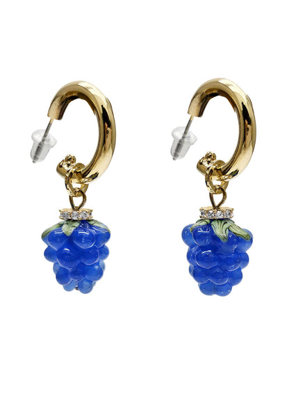 Blue Raspberry Dangle Hoop Fun Earrings PE023-0