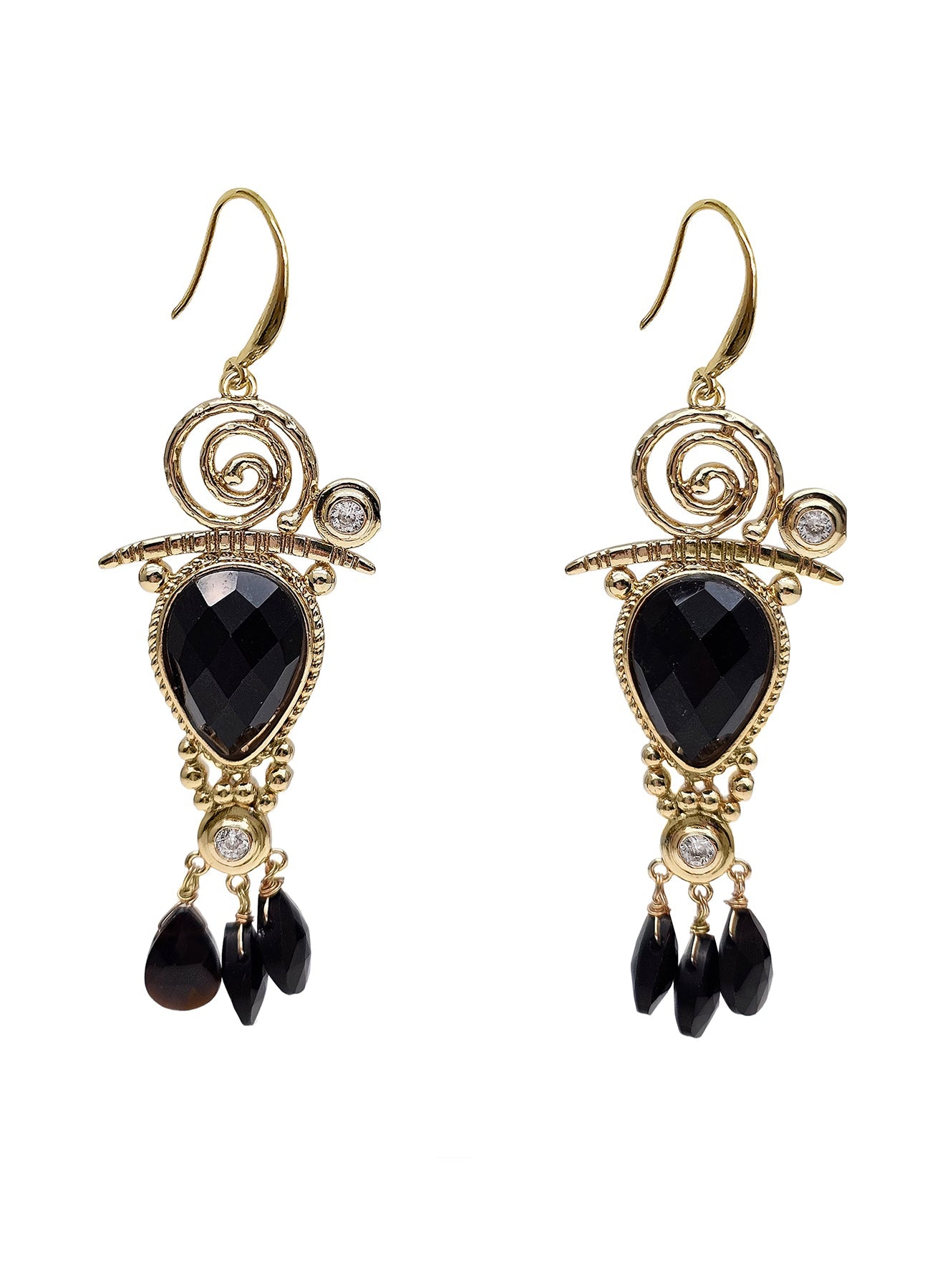 Black Agate Chandelier Earrings PE002-0
