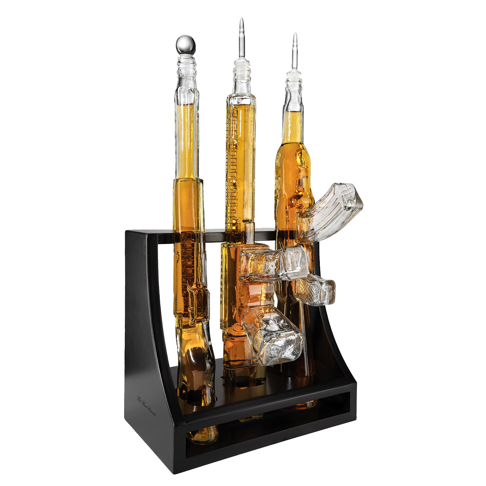 3 Gun Whiskey Decanters Set AR15, AK47, & Rifle Gun Decanter Set 1000ml by The Wine Savant - Veteran Gifts, Home Bar, Gun Lover Gifts, Tik Tok Gun Decanter, Military Gifts-0