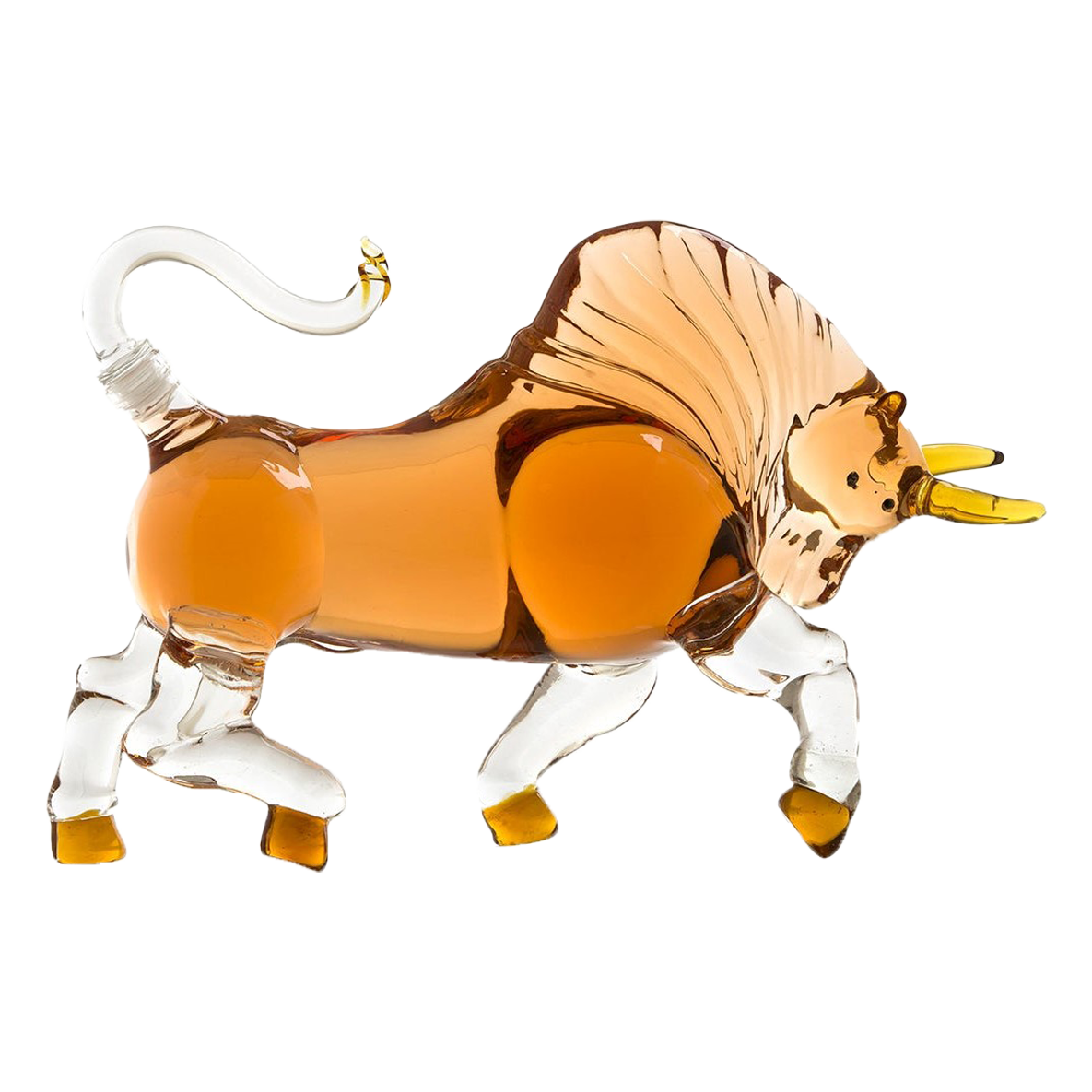 Bull The Wine Savant Charging Bull Heads Forward Animal Liquor Decanter Made For Bourbon, Whiskey, Scotch, Rum, or Tequila, Zodiac Shape Clear-0
