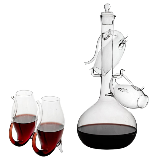 Crystal Port and Dessert Wine Sippers & Decanter, Dry Sherry, Cordial, Aperitif & Nosing Copitas Tasting - Dinner Drink Glassware Glasses | Set of 4 with Carafe - 3 oz Sipper | - The Wine Savant-0