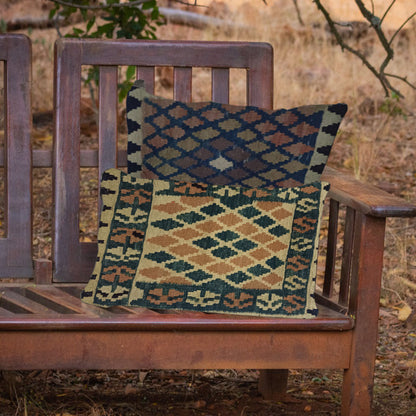 Kilim- Handwoven -Teak -Cushion- Cover