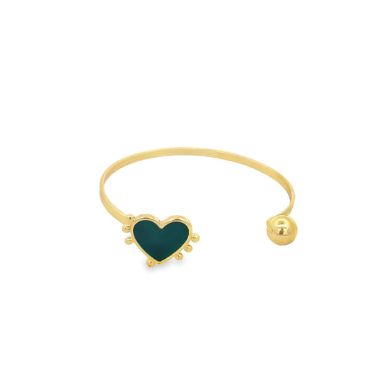 Enamel Heart Wrist Cuff Bangle Bracelet (B29)-0
