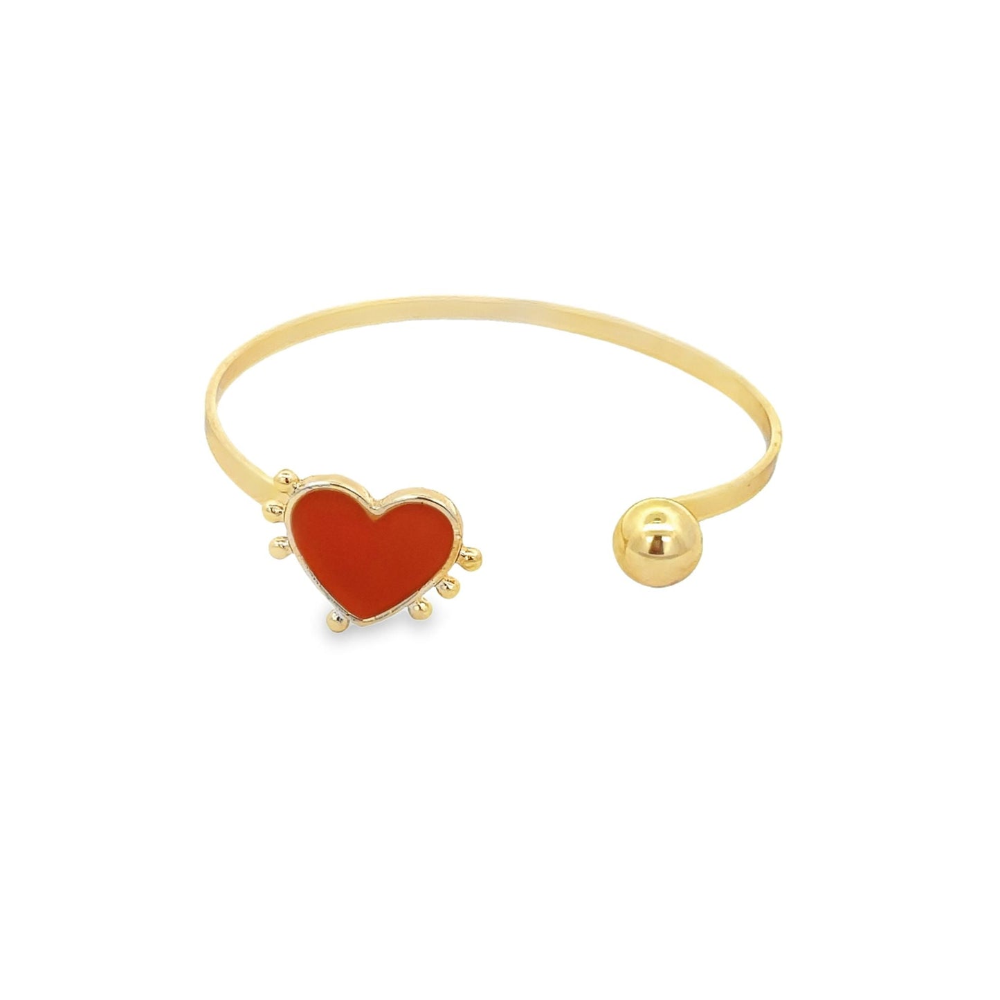 Enamel Heart Wrist Cuff Bangle Bracelet (B29)-2