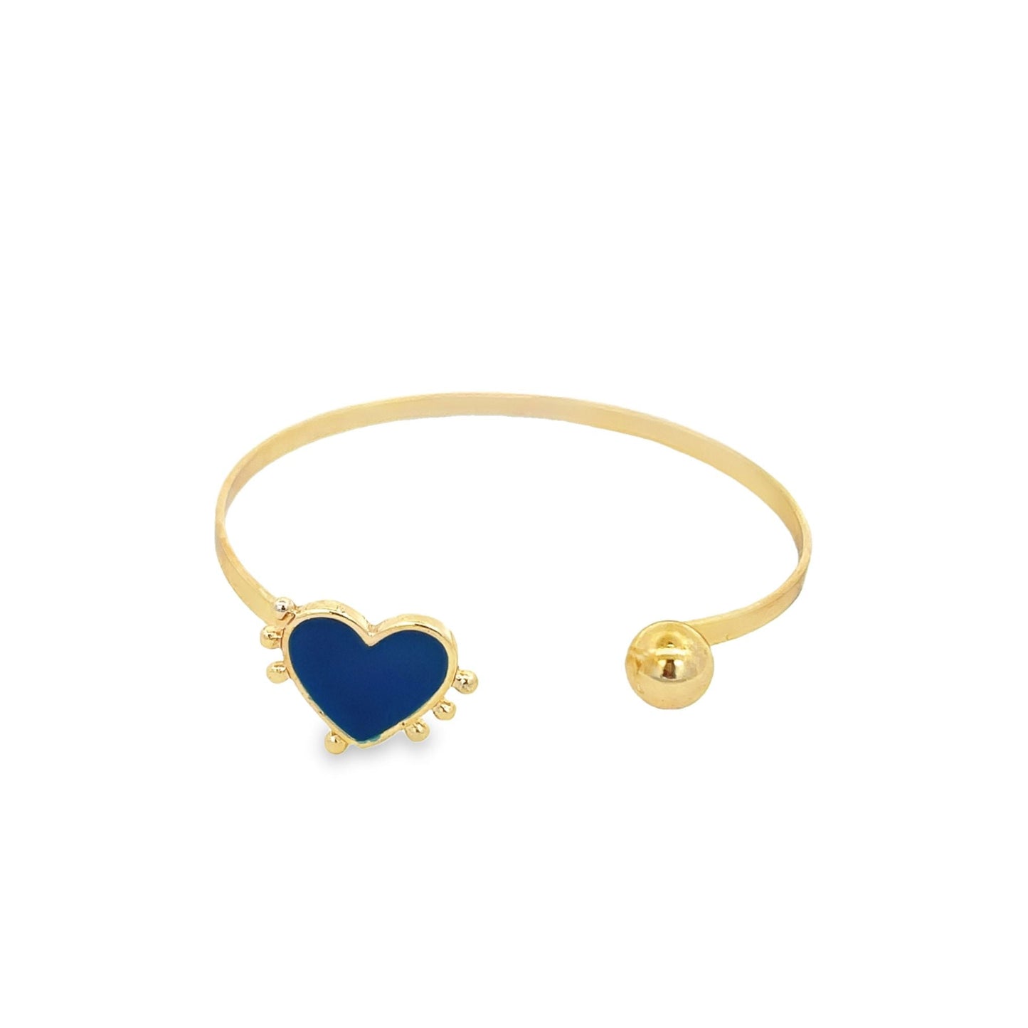 Enamel Heart Wrist Cuff Bangle Bracelet (B29)-3
