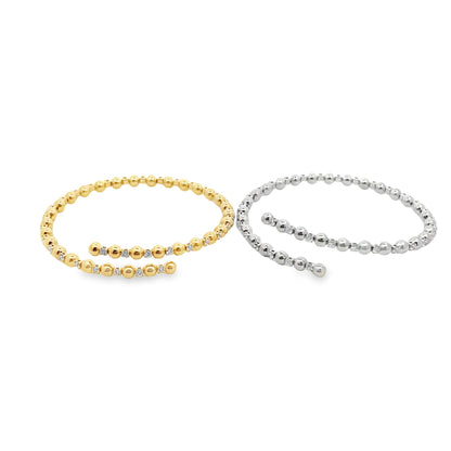 Beaded Open Wrist Bangle With CZ Stones (B58)-0