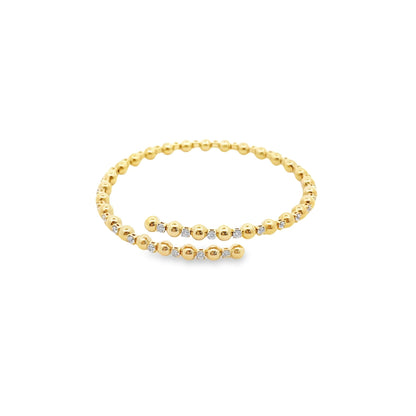 Beaded Open Wrist Bangle With CZ Stones (B58)-1