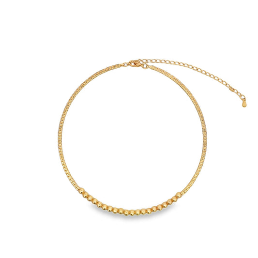 Beaded Neck Choker With Round CZ Stones (H53)-0