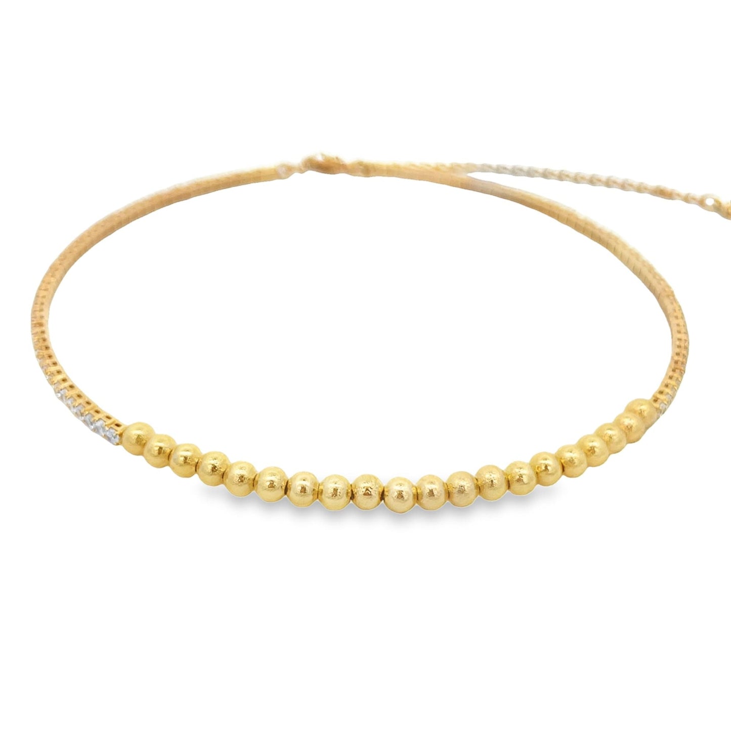 Beaded Neck Choker With Round CZ Stones (H53)-1
