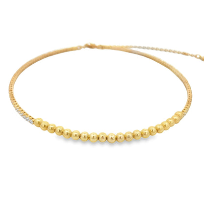Beaded Neck Choker With Round CZ Stones (H53)-1