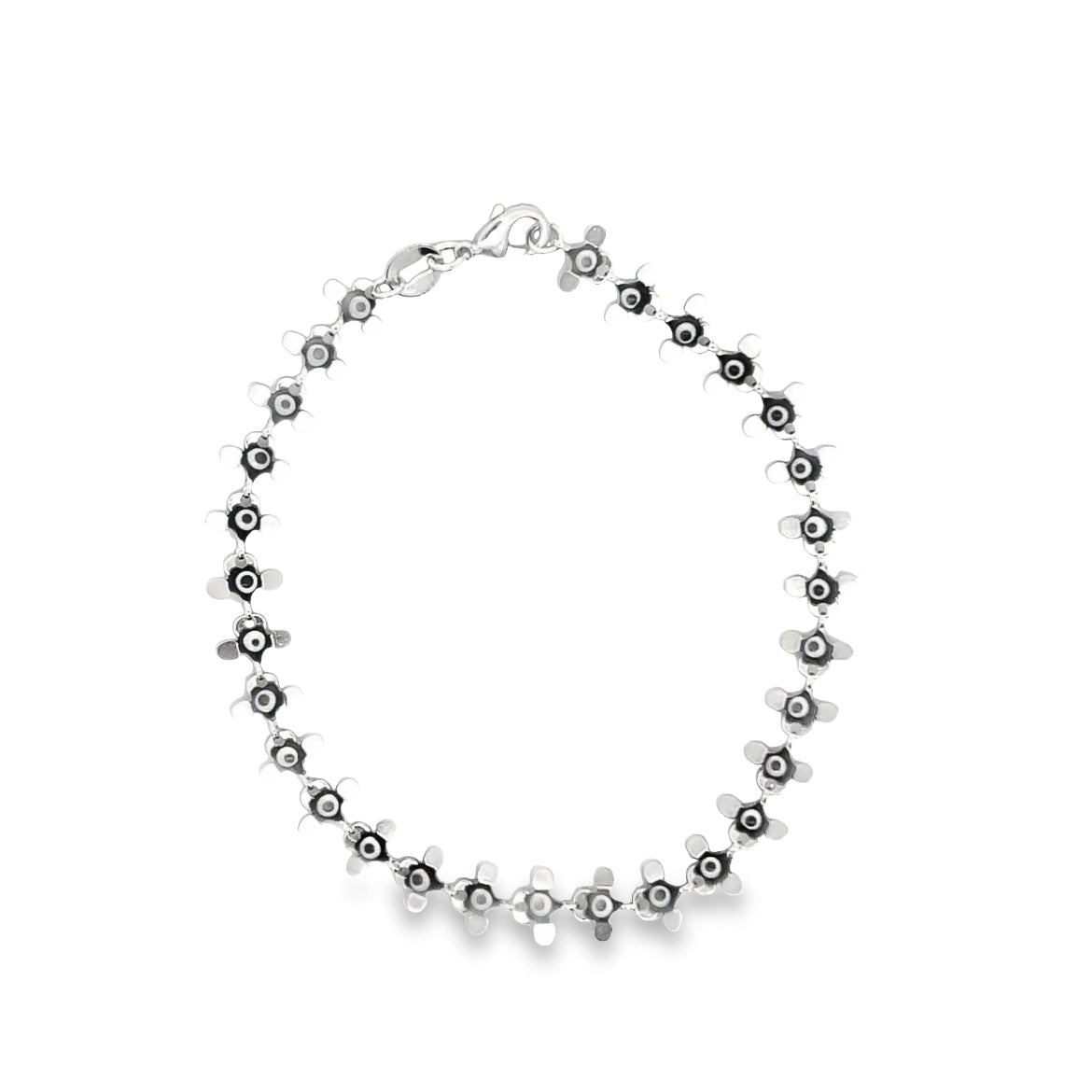 Black Evil Eye Round Fringe Chain Bracelet (I217)-1