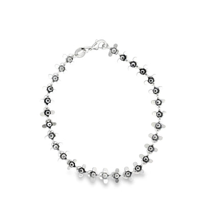 Black Evil Eye Round Fringe Chain Bracelet (I217)-1