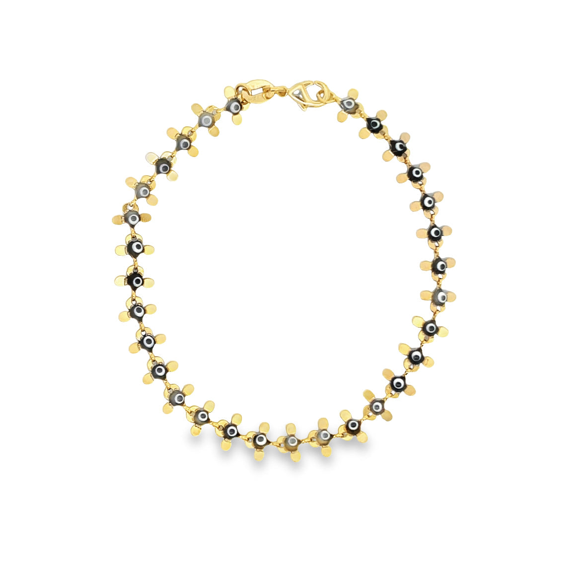 Black Evil Eye Round Fringe Chain Bracelet (I217)-0