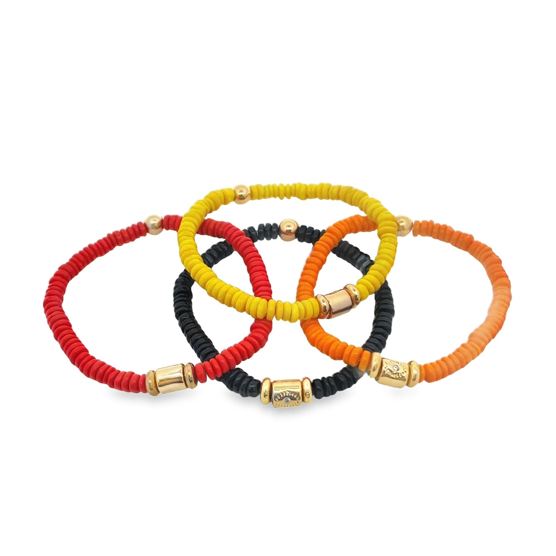 Enamel Colored Brazilian Disc Bead With Eye Carved Zirconia Charm Bracelet (I16A)-0