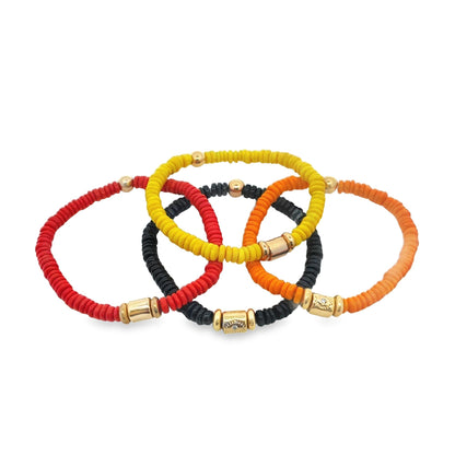 Enamel Colored Brazilian Disc Bead With Eye Carved Zirconia Charm Bracelet (I16A)-0