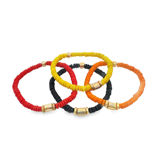 Enamel Colored Brazilian Disc Bead With Eye Carved Zirconia Charm Bracelet (I16A)-0