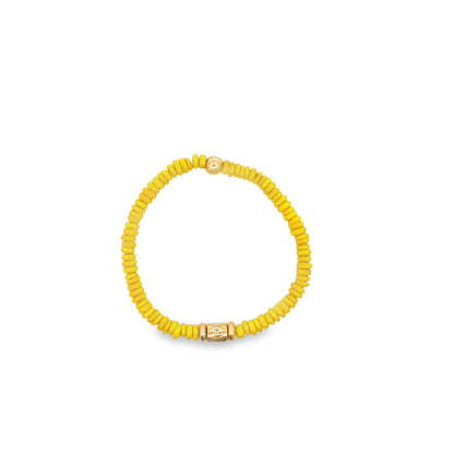 Enamel Colored Brazilian Disc Bead With Eye Carved Zirconia Charm Bracelet (I16A)-4