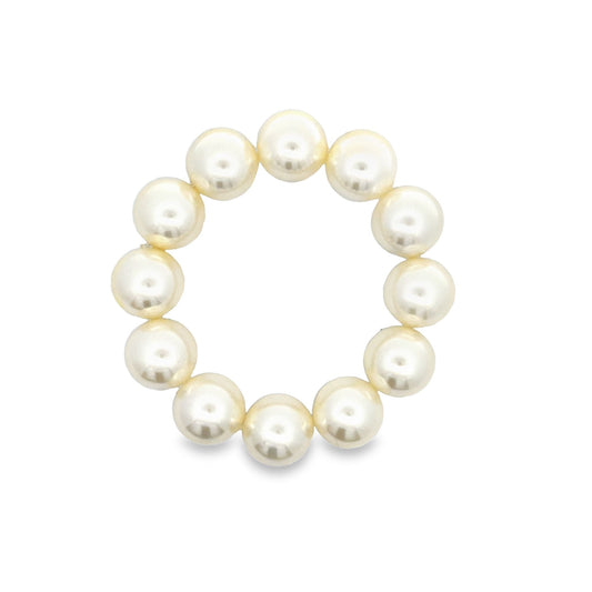 14MM White Pearl Beaded Bracelet (H112/I469)-0