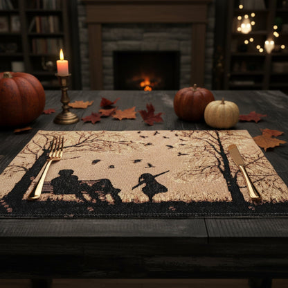 DaDalogy Bedding Set of 4 Pieces Autumn Birds Blessing Tapestry Dining Placemats 13” x 19” (Halloween)-2