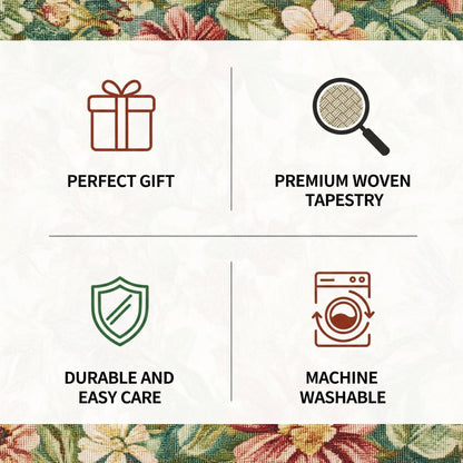 DaDa Bedding Set of 4-Pieces Vintage Romantic Roses Lovely Pink Floral Tapestry Placemats 13” x 19” (879)-1