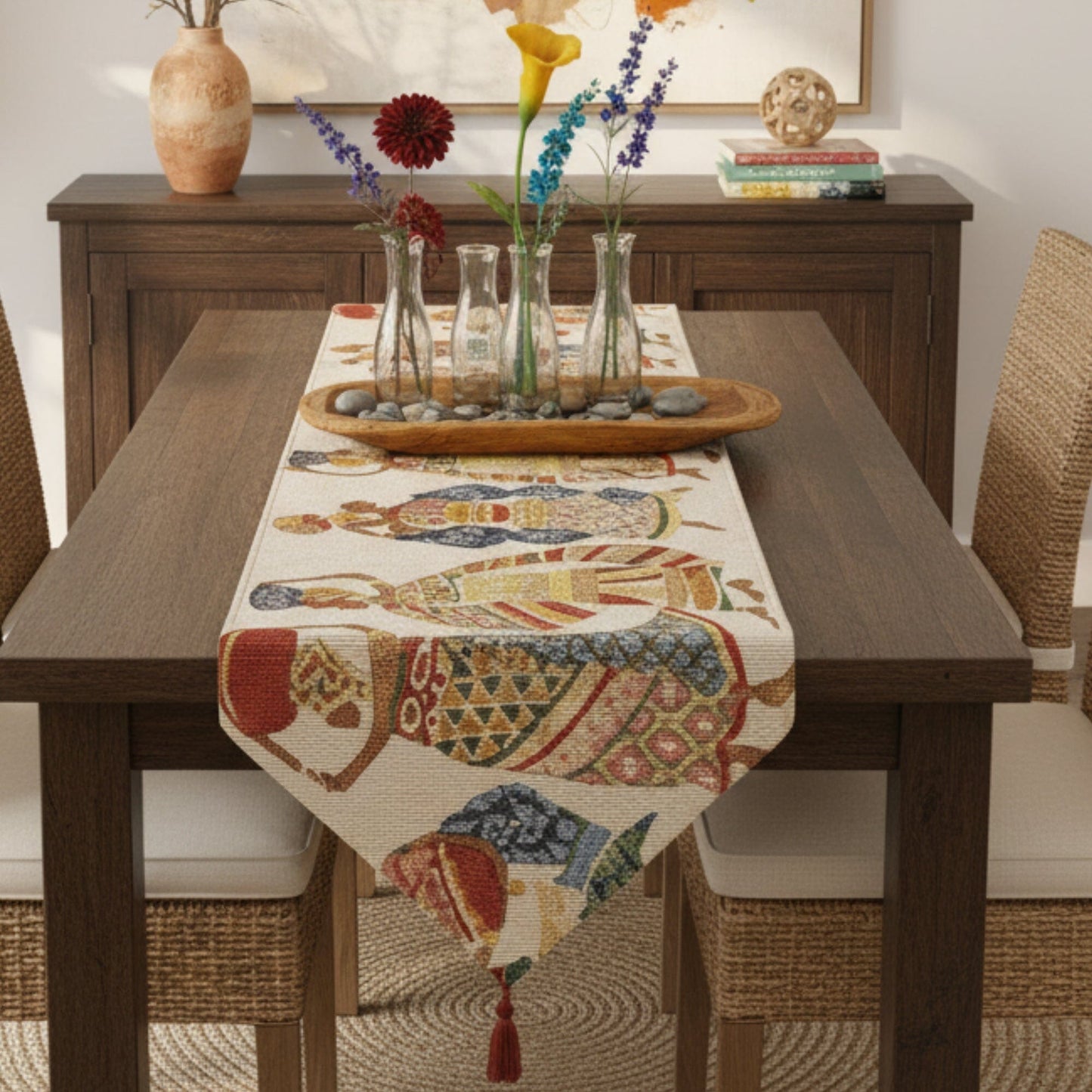 DaDa Bedding Dancing Women African Dreams Elegant Woven Tapestry Dining Table Runner (18117)-0