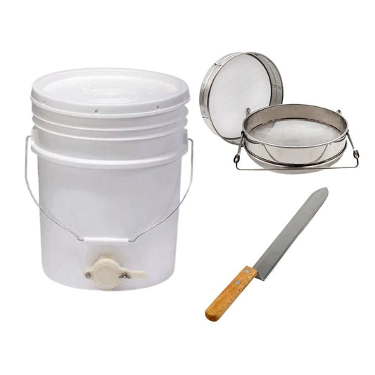 Honey Harvesting Knife Bucket 20 Ltr With Honey Gate, Double layer Filter sieve-0
