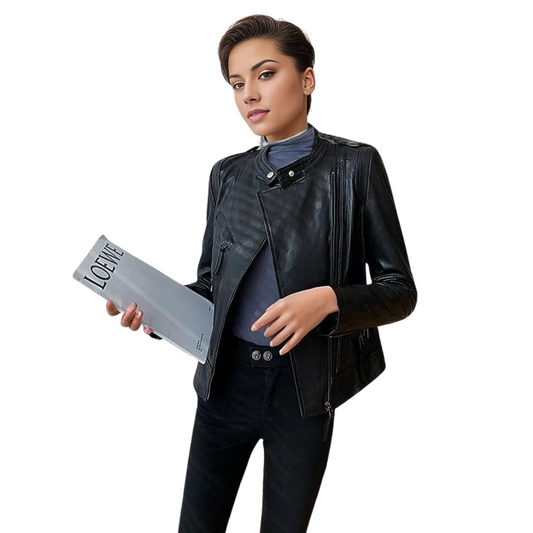 Quaz Womens Streetwear Women's Vintage Sheepskin Leather Coat-0