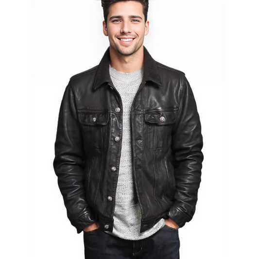 Brix Men's Leather Jacket Sheepskin Coat-0