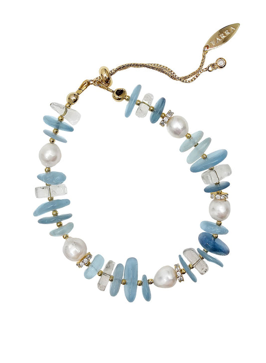 Aquamarine With Freshwater Pearls Bracelet PB009-0