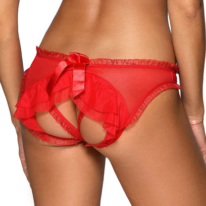 Flirty Ruche Sheer Peek-A-Boo Panty Axami Sweet Angel Red-1