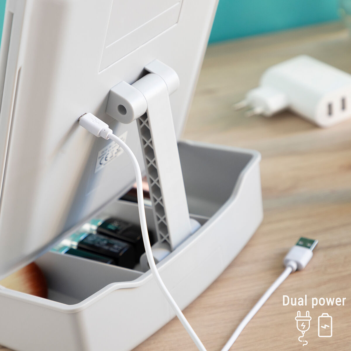 3-In-1 Folding LED Mirror with Make-up Organiser Panomir InnovaGoods-9