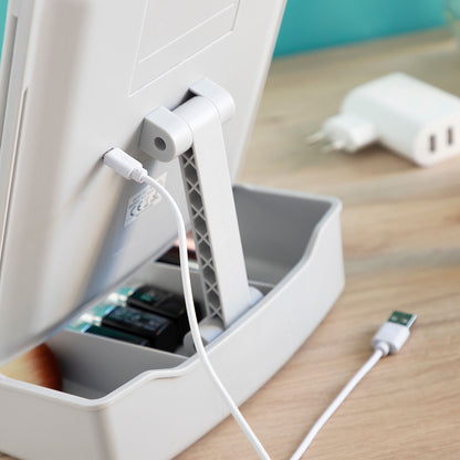 3-In-1 Folding LED Mirror with Make-up Organiser Panomir InnovaGoods-8