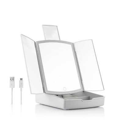 3-In-1 Folding LED Mirror with Make-up Organiser Panomir InnovaGoods-6
