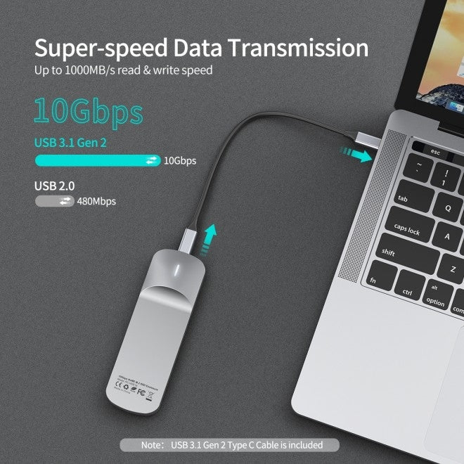 NNEDSZ PC-HDE16 USB-C to M.2 B-Key Hard Drive Enclosure (10Gbps)-1
