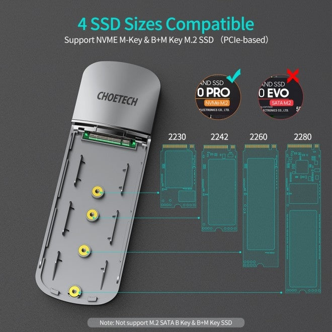 NNEDSZ PC-HDE16 USB-C to M.2 B-Key Hard Drive Enclosure (10Gbps)-2
