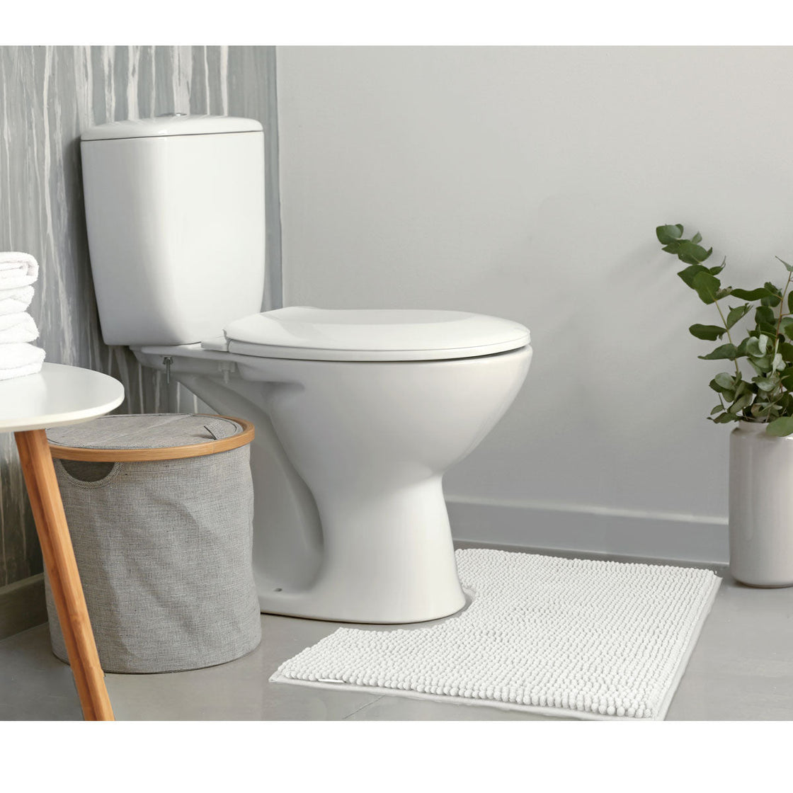 NNEDSZ Toggle Microfiber Bath Mat Contourned White-0