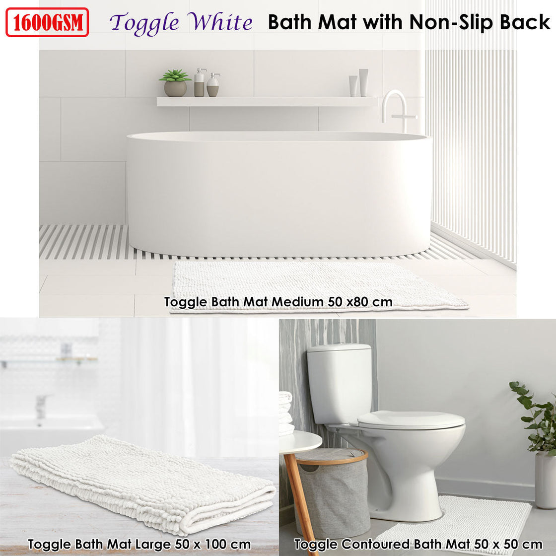 NNEDSZ Toggle Microfiber Bath Mat Contourned White-1