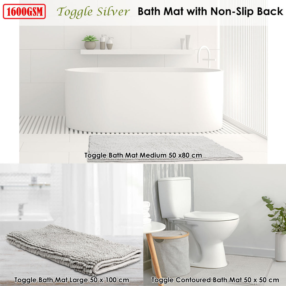 NNEDSZ Toggle Microfiber Bath Mat Large Silver-1