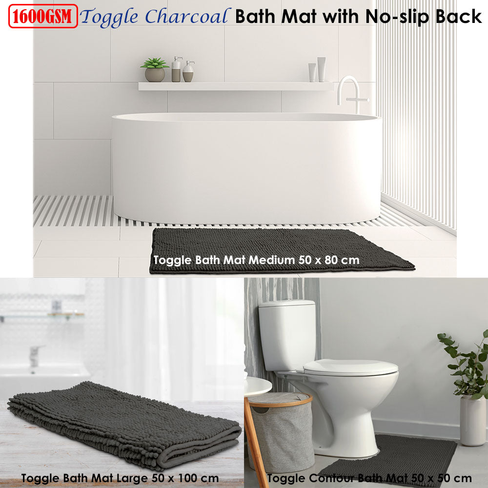 NNEDSZ Toggle Microfiber Bath Mat Medium Charcoal-1