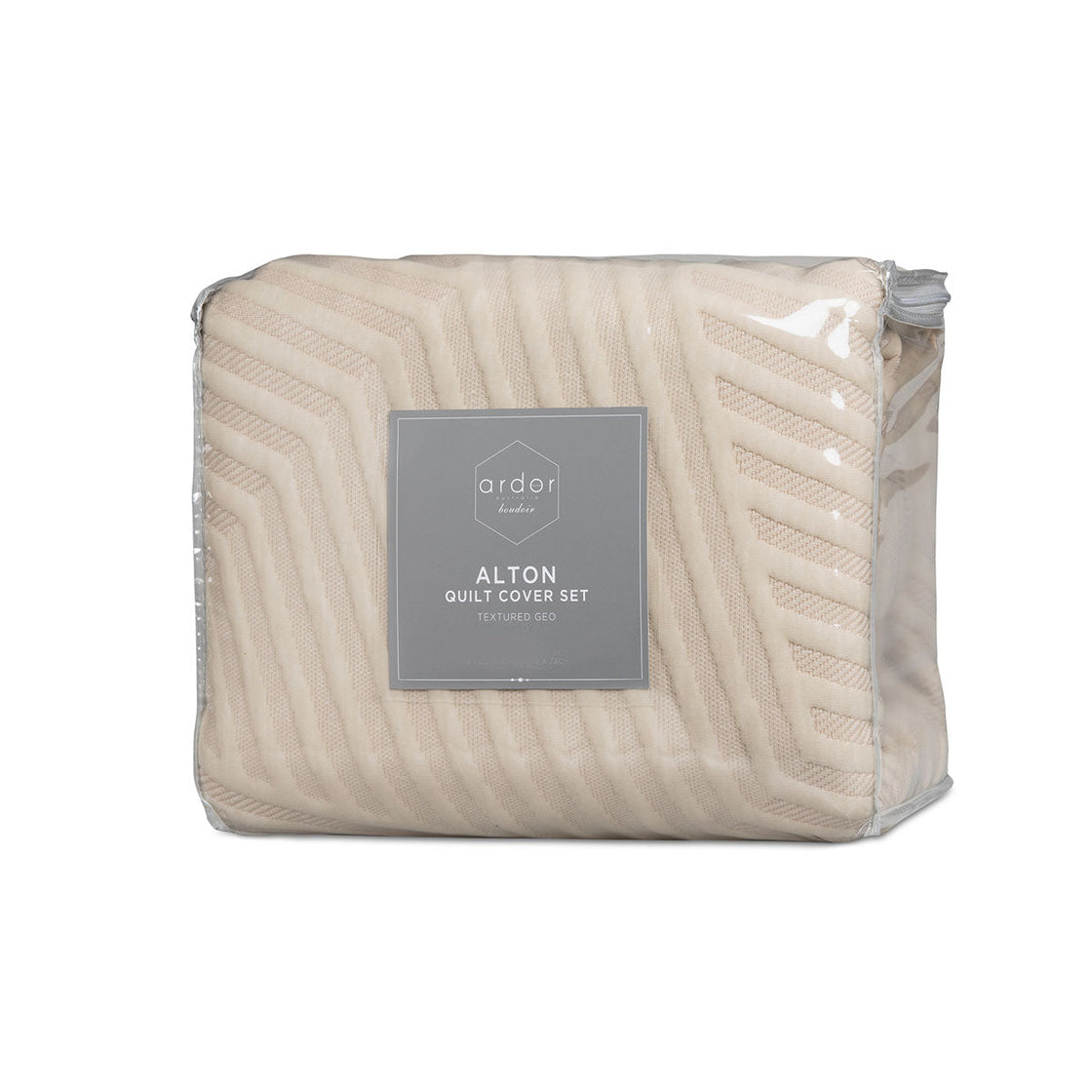 NNEDSZ Alton Linen Embossed Texture Geo Quilt Cover Set King-3