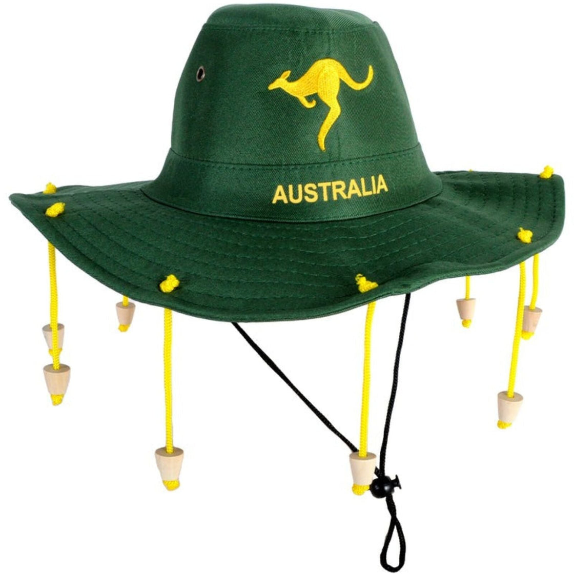NNEDSZ Australian Cork Hat – Green with Gold Kangaroo Embroidery Aussie Australia Day-0