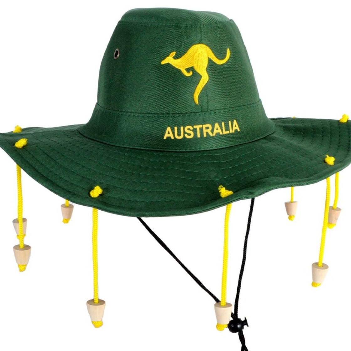 NNEDSZ Australian Cork Hat – Green with Gold Kangaroo Embroidery Aussie Australia Day-2