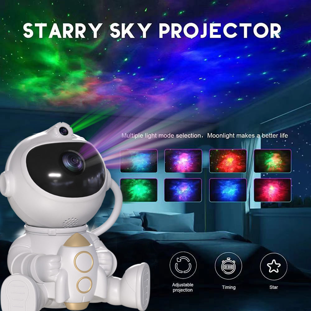 NNEDSZ Astronaut Galaxy Projector Night Light with Remote Control(Rocket)-0