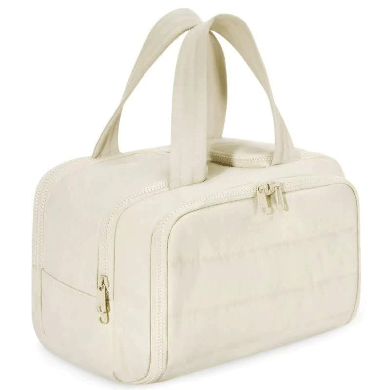 NNEDSZ Beige Waterproof Travel Duffle Bag - Lightweight Multi-Pocket Overnight Bag for Women-0