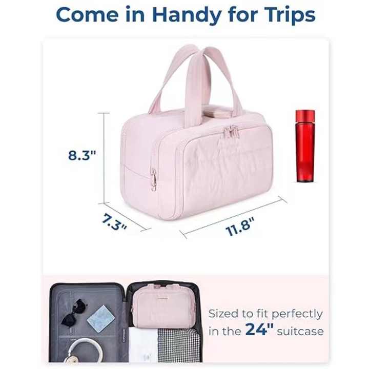NNEDSZ Beige Waterproof Travel Duffle Bag - Lightweight Multi-Pocket Overnight Bag for Women-1